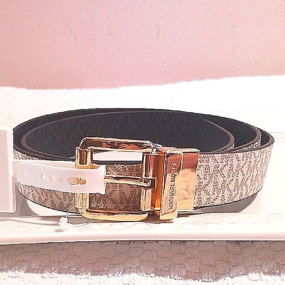 Michael Kors ⚜️ Womans Gold and Brown Reversible Designer Logo Belt  XL ⚜️ main image 6